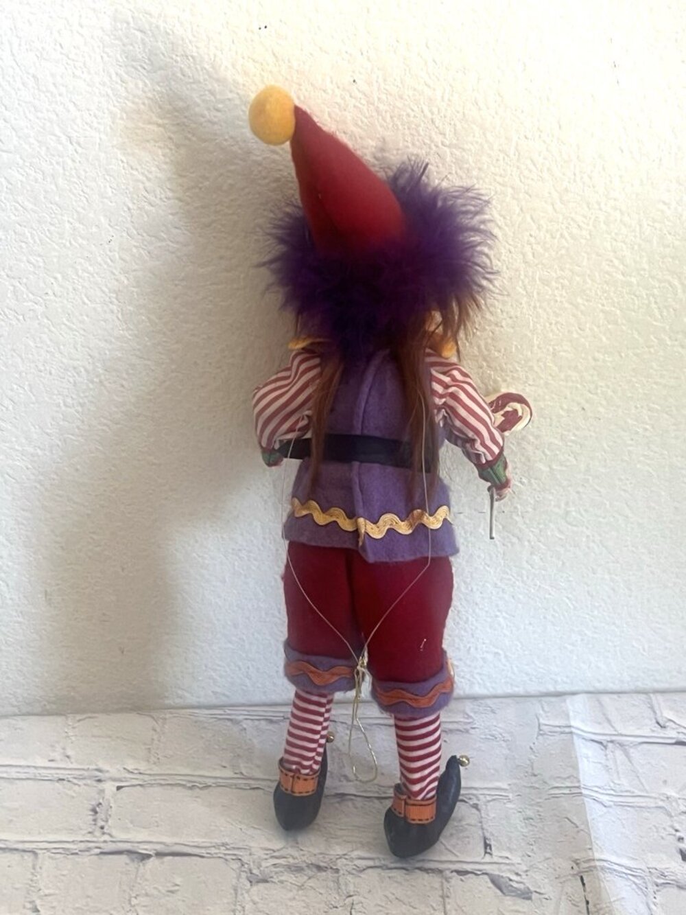 vintage Jester Clown Elf Doll Katherine's Sitting Shelf Sitter 15" Kleski - Picture 11 of 12